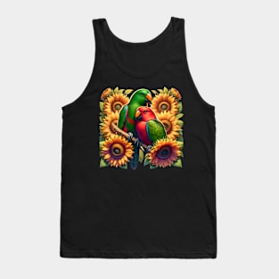 Eclectus Parrots Couple Male and Female with Sunflowers Tank Top